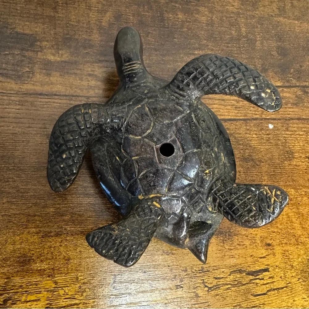 Vintage Cast Metal Sea Turtle Figurine Nautical Coastal Beach Decor Statue